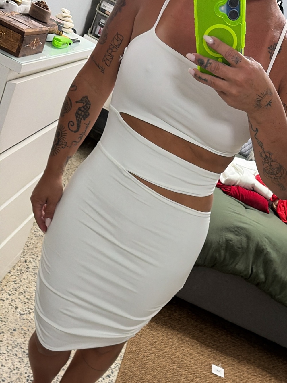 White Strappy Cutout Bodycon Dress